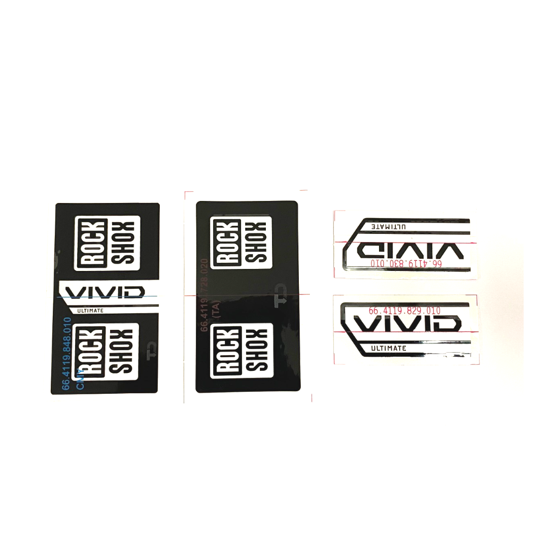 RockShox Rear Shock Decal Kit - AM DECAL VIVID BLK/WHT GEN-C