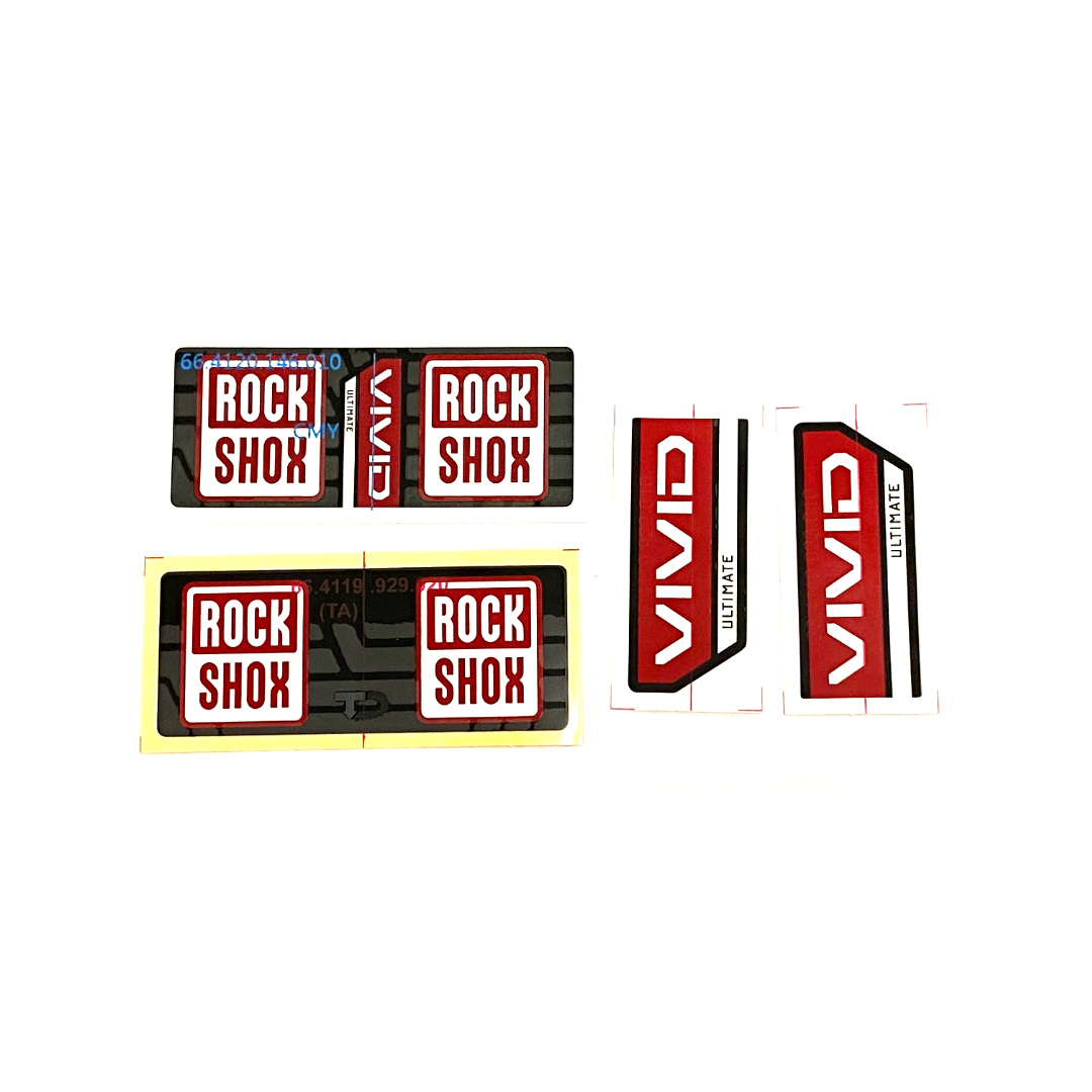 RockShox Rear Shock Decal Kit - AM DECAL VIVID RED/WHT FA GEN-C