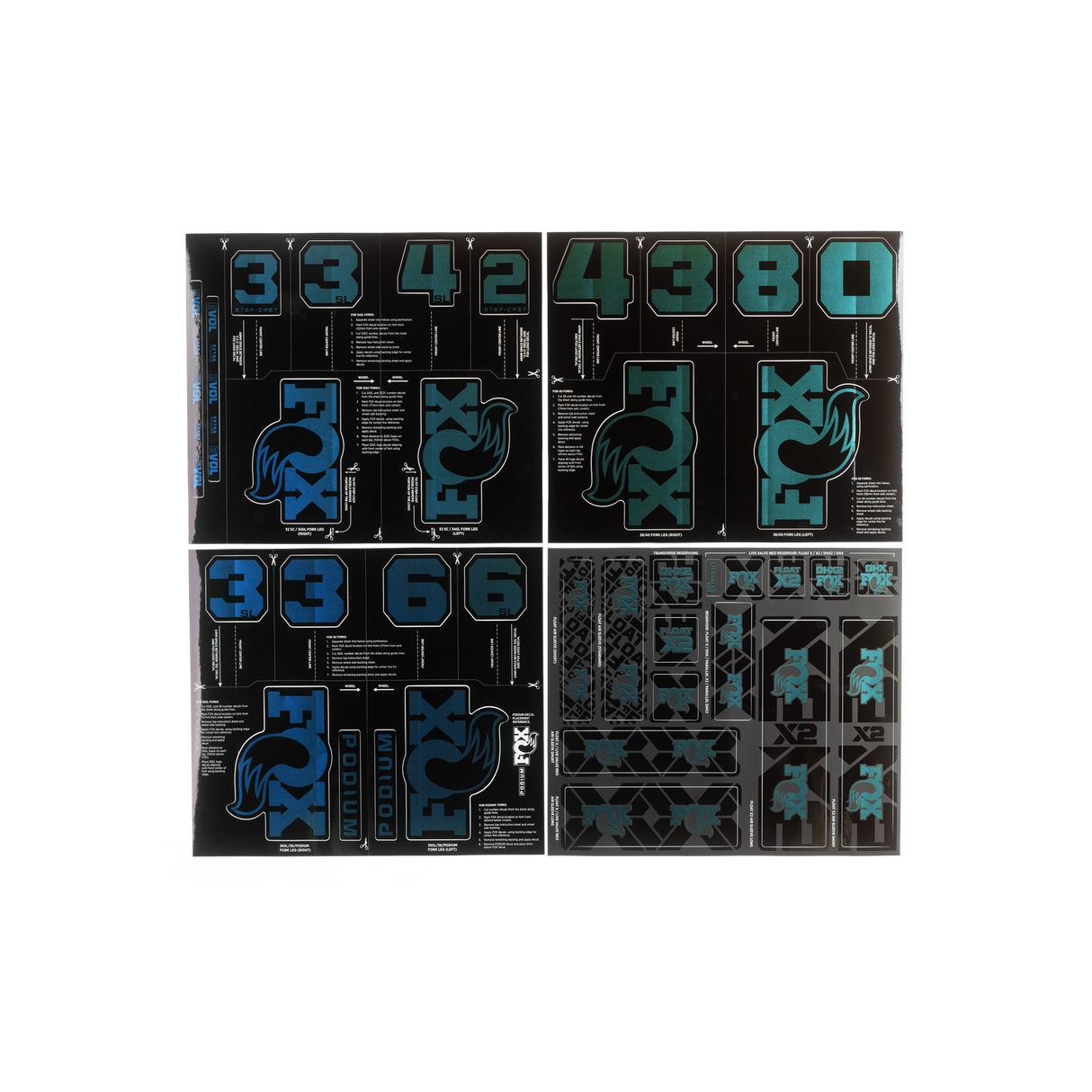Fox Custom Decal Kit 2027 - Blue Teal Flux