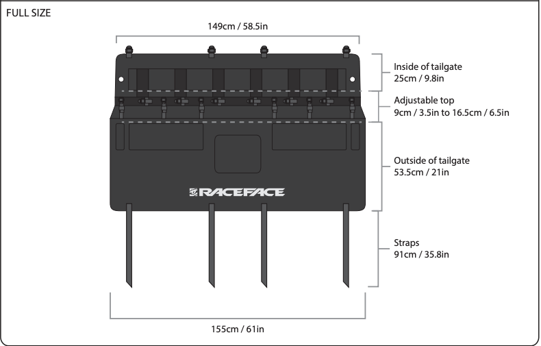 RACEFACE T2 TAILGATE PAD - Black Full (In-store only)