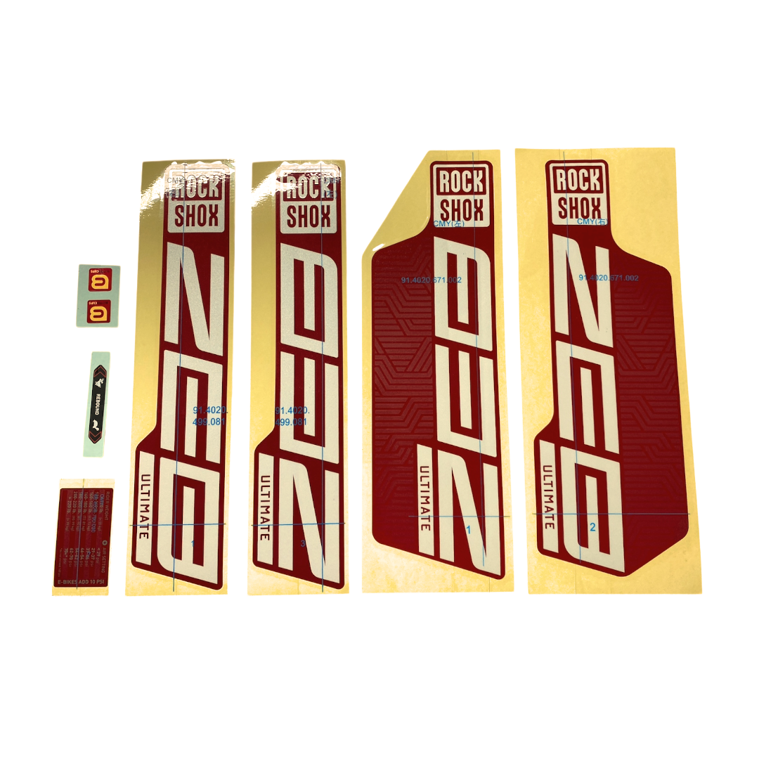 RockShox Fork Decal Kit - ZEB ULTIMATE/FLIGHT ATTENDANT Gloss White (Electric Red)