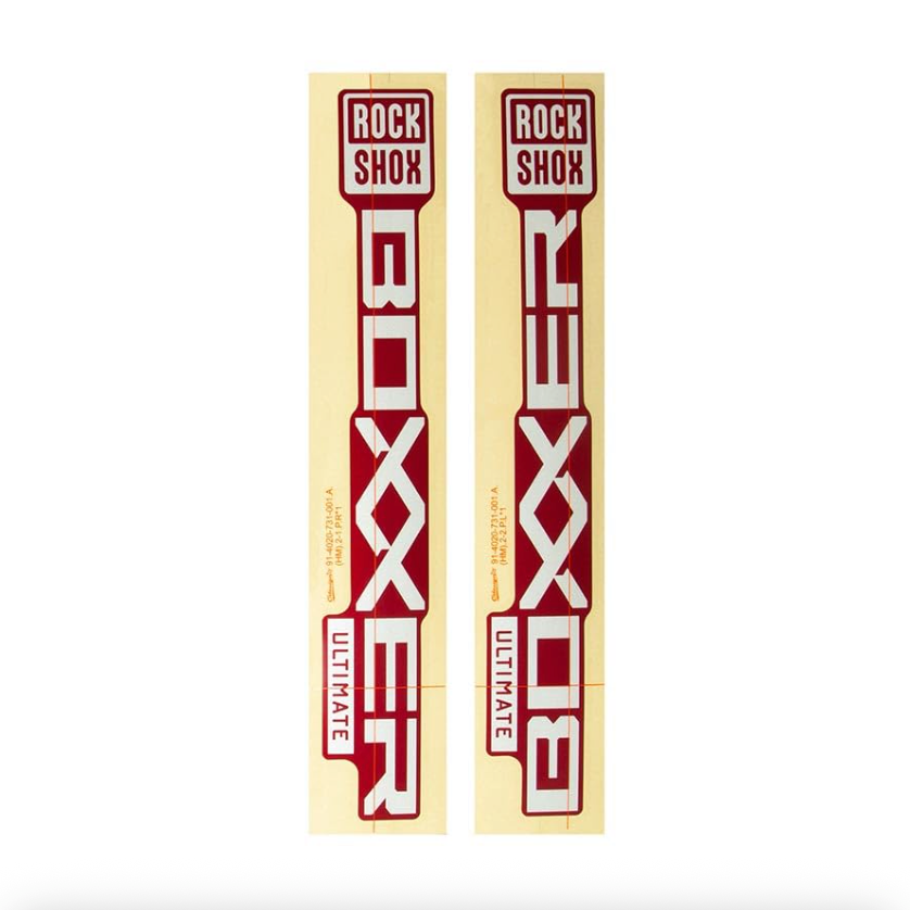 RockShox Fork Decal Kit - BoXXer Ultimate Metallic White Silver - Red