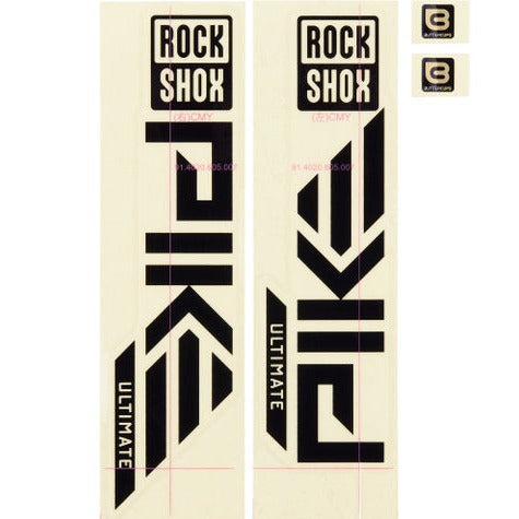 Rockshox Fork Decal Kit - Pike Ultimate Gloss Black (for silver fork)