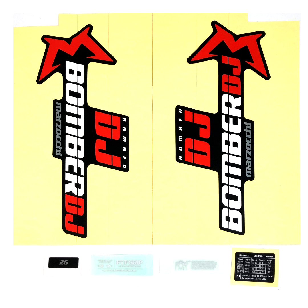 Marzocchi Bomber DJ Decal Kit 2021 - Matte Black Fork