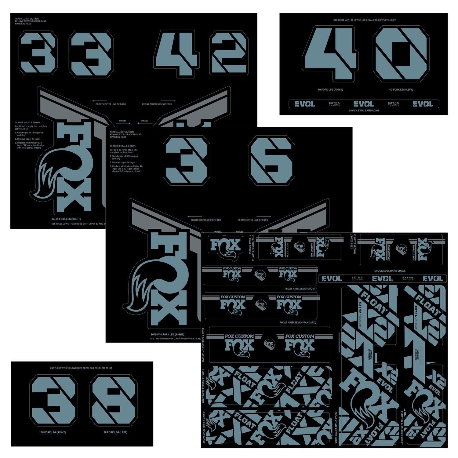 Fox Custom Decal Kit 2022 - Storm Blue